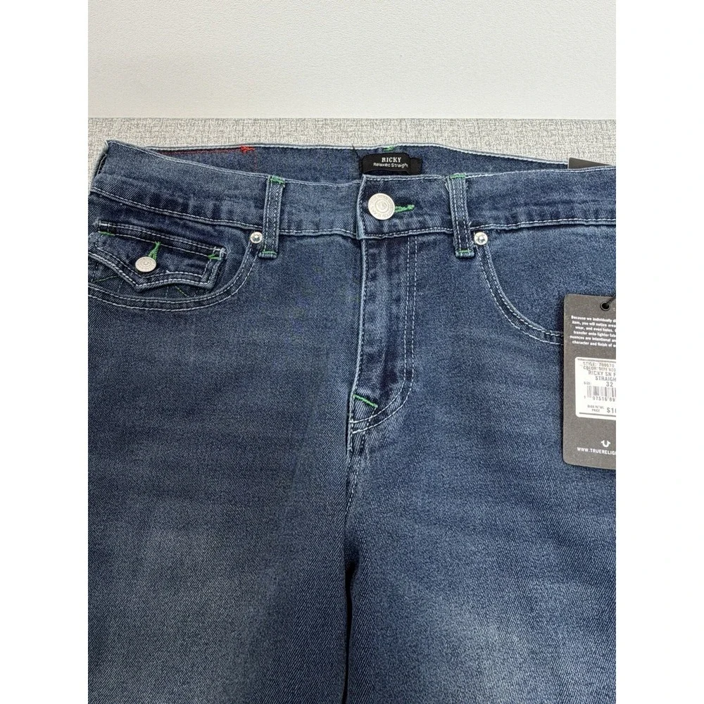 True Religion Men's Ricky SN Flap Relaxed Straight Jeans W32 L34 New